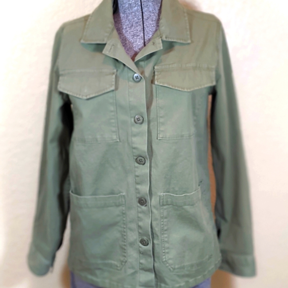 Sanctuary Green Shacket Four Pocket Button Down - Picture 1 of 11